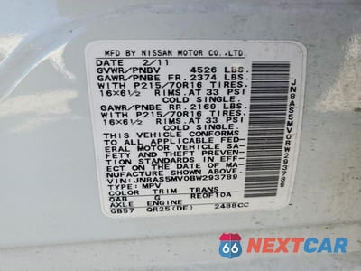 Zdjęcie 13 z 13 samochodu: 2011 NISSAN ROGUE S VIN:JN8AS5MV0BW293789 - miniatura