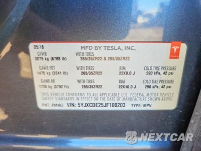 Zdjęcie 13 z 13 samochodu: 2018 TESLA MODEL X VIN:5YJXCDE25JF100203 - miniatura