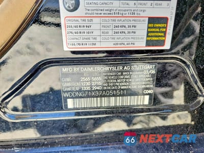 Zdjęcie 12 z 12 samochodu: 2007 MERCEDES-BENZ S 550 VIN:WDDNG71X37A051511 - miniatura