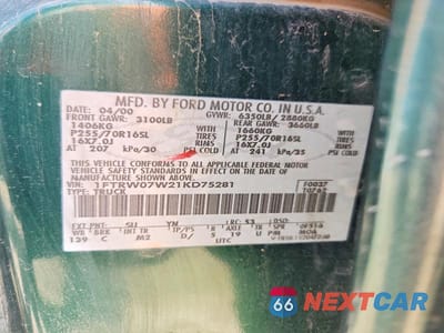 Zdjęcie 12 z 12 samochodu: 2001 FORD F150 SUPERCREW VIN:1FTRW07W21KD75281 - miniatura