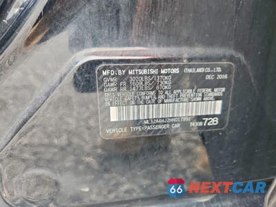 Zdjęcie 12 z 12 samochodu: 2017 MITSUBISHI MIRAGE SE VIN:ML32A4HJ2HH017991 - miniatura