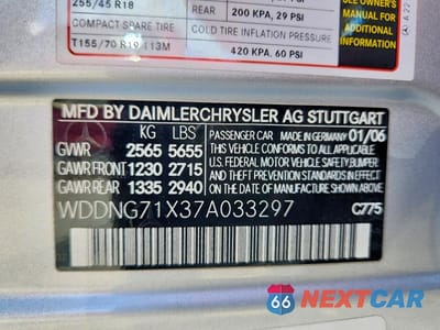 Zdjęcie 12 z 12 samochodu: 2007 MERCEDES-BENZ S 550 VIN:WDDNG71X37A033297 - miniatura
