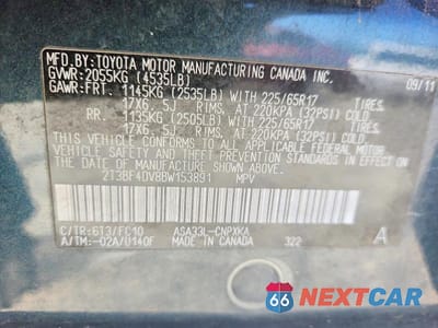Zdjęcie 13 z 13 samochodu: 2011 TOYOTA RAV4 BASE VIN:2T3BF4DV8BW153891 - miniatura