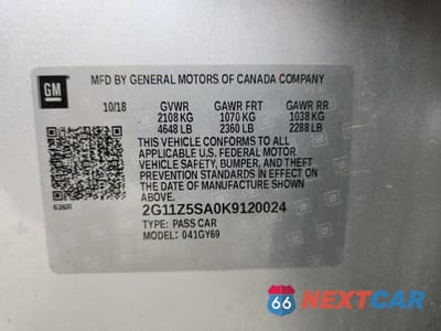 Zdjęcie 12 z 12 samochodu: 2019 CHEVROLET IMPALA LT VIN:2G11Z5SA0K9120024 - miniatura