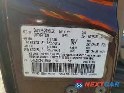 Zdjęcie 13 z 13 samochodu: 2004 JEEP LIBERTY LIMITED VIN:1J4GL58K54W137960 - miniatura