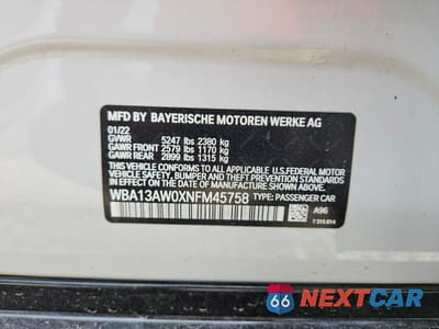 Zdjęcie 12 z 12 samochodu: 2022 BMW M440XI GRAN COUPE VIN:WBA13AW0XNFM45758 - miniatura