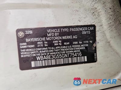 Zdjęcie 13 z 13 samochodu: 2016 BMW 328 XI SULEV VIN:WBA8E3G55GNT75416 - miniatura