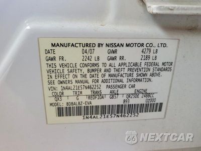 Zdjęcie 12 z 12 samochodu: 2007 NISSAN ALTIMA 2.5 VIN:1N4AL21E57N462252 - miniatura