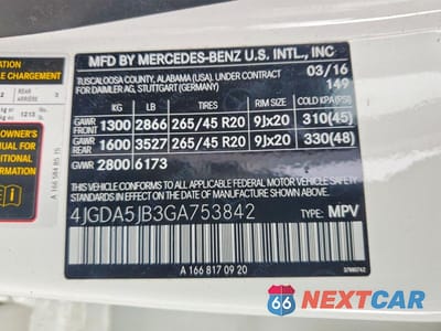 Zdjęcie 13 z 13 samochodu: 2016 MERCEDES-BENZ GLE 350 VIN:4JGDA5JB3GA753842 - miniatura
