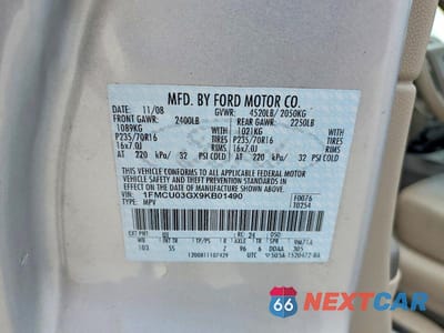 Zdjęcie 13 z 13 samochodu: 2009 FORD ESCAPE XLT VIN:1FMCU03GX9KB01490 - miniatura