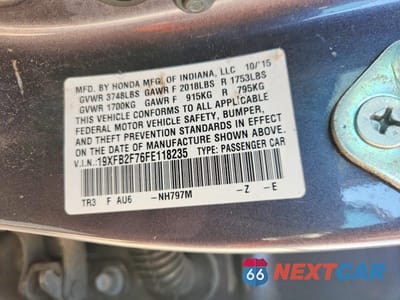 Zdjęcie 12 z 12 samochodu: 2015 HONDA CIVIC SE VIN:19XFB2F76FE118235 - miniatura