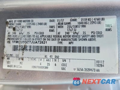 Zdjęcie 13 z 13 samochodu: 2018 FORD ESCAPE SE VIN:1FMCU9GD7JUA72821 - miniatura