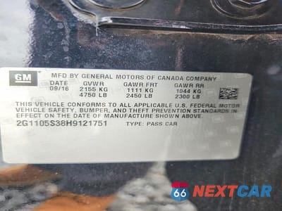 Zdjęcie 13 z 13 samochodu: 2017 CHEVROLET IMPALA LT VIN:2G1105S38H9121751 - miniatura