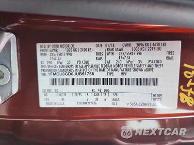 Zdjęcie 13 z 13 samochodu: 2018 FORD ESCAPE SE VIN:1FMCU0GD0JUB51758 - miniatura