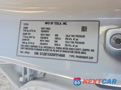 Zdjęcie 12 z 12 samochodu: 2025 TESLA MODEL 3 VIN:5YJ3E1EAXSF914640 - miniatura