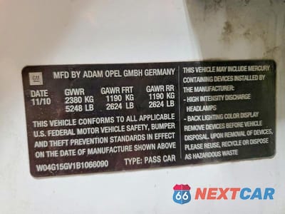 Zdjęcie 12 z 12 samochodu: 2011 BUICK REGAL CXL VIN:W04G15GV1B1066090 - miniatura
