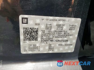 Zdjęcie 13 z 13 samochodu: 2018 CHEVROLET SUBURBAN C1500 LT VIN:1GNSCHKC5JR371326 - miniatura