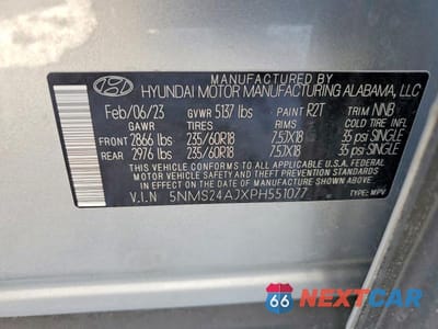 Zdjęcie 14 z 14 samochodu: 2023 HYUNDAI SANTA FE SEL VIN:5NMS24AJXPH551077 - miniatura