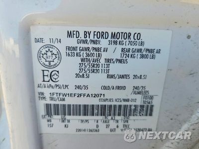 Zdjęcie 12 z 12 samochodu: 2015 FORD F150 SUPERCREW VIN:1FTFW1EF2FFA12071 - miniatura