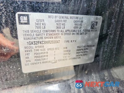 Zdjęcie 13 z 13 samochodu: 2017 GMC YUKON XL K1500 SLE VIN:1GKS2FKC8HR269047 - miniatura