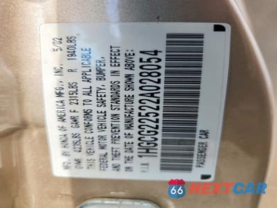 Zdjęcie 12 z 12 samochodu: 2002 HONDA ACCORD EX VIN:1HGCG22522A028054 - miniatura