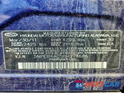Zdjęcie 13 z 13 samochodu: 2011 HYUNDAI SONATA GLS VIN:5NPEB4AC5BH274686 - miniatura