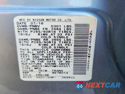 Zdjęcie 13 z 13 samochodu: 2017 INFINITI QX70 BASE VIN:JN8CS1MU7HM140551 - miniatura