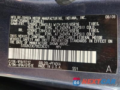 Zdjęcie 13 z 13 samochodu: 2009 TOYOTA SIENNA LE 7-PASSENGER VIN:5TDZK23C79S236321 - miniatura