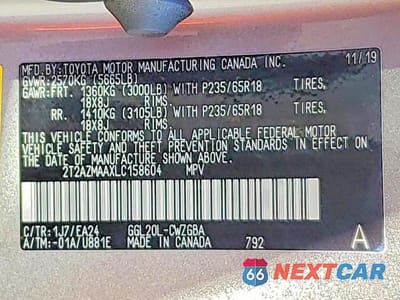 Zdjęcie 14 z 14 samochodu: 2020 LEXUS RX 350 BASE VIN:2T2AZMAAXLC158604 - miniatura