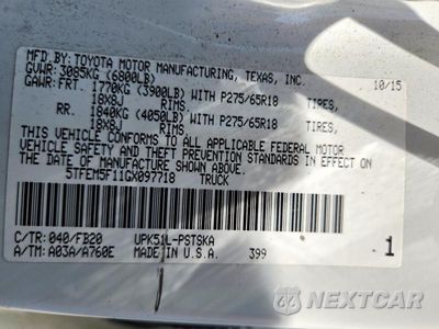 Zdjęcie 13 z 13 samochodu: 2016 TOYOTA TUNDRA CREWMAX SR5 VIN:5TFEM5F11GX097718 - miniatura