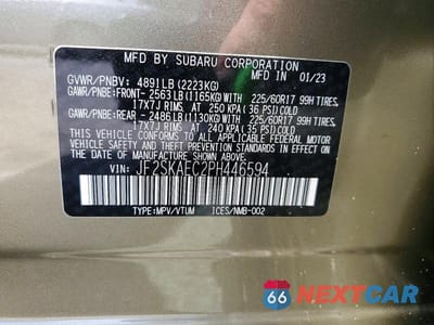 Zdjęcie 13 z 13 samochodu: 2023 SUBARU FORESTER PREMIUM VIN:JF2SKAEC2PH446594 - miniatura