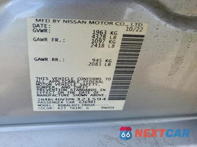 Zdjęcie 12 z 12 samochodu: 2023 NISSAN ALTIMA SV VIN:1N4BL4DV3PN321594 - miniatura