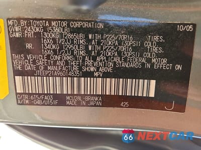 Zdjęcie 13 z 13 samochodu: 2006 TOYOTA HIGHLANDER BASE VIN:JTEEP21A960148351 - miniatura