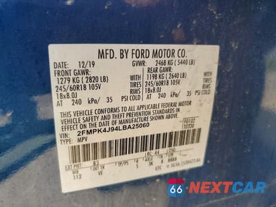 Zdjęcie 13 z 13 samochodu: 2020 FORD EDGE SEL VIN:2FMPK4J94LBA25060 - miniatura