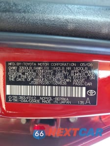 Zdjęcie 12 z 12 samochodu: 2007 TOYOTA YARIS BASE VIN:JTDBT923871039838 - miniatura