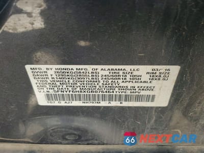 Zdjęcie 13 z 13 samochodu: 2016 HONDA PILOT EXL VIN:5FNYF6H8XGB076464 - miniatura