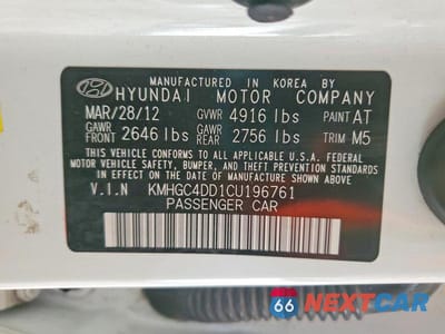 Zdjęcie 12 z 12 samochodu: 2012 HYUNDAI GENESIS 3.8L VIN:KMHGC4DD1CU196761 - miniatura