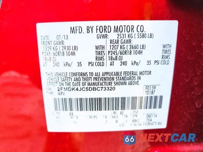Zdjęcie 13 z 13 samochodu: 2013 FORD EDGE SEL VIN:2FMDK4JC5DBC73320 - miniatura