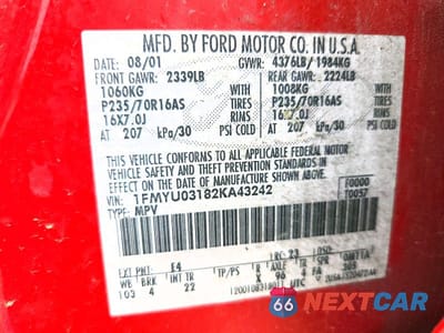 Zdjęcie 13 z 13 samochodu: 2002 FORD ESCAPE XLT VIN:1FMYU03182KA43242 - miniatura