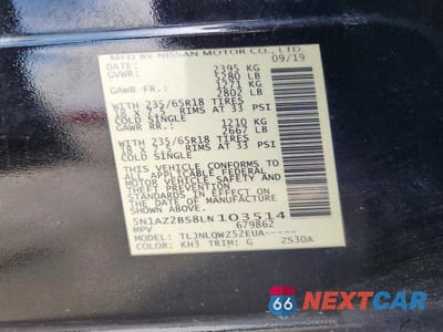 Zdjęcie 13 z 13 samochodu: 2020 NISSAN MURANO SV VIN:5N1AZ2BS8LN103514 - miniatura