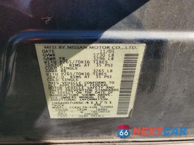 Zdjęcie 12 z 12 samochodu: 2006 NISSAN FRONTIER SE VIN:1N6AD07U86C411751 - miniatura