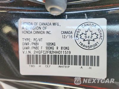 Zdjęcie 12 z 12 samochodu: 2017 HONDA CIVIC EX VIN:2HGFC2F82HH011519 - miniatura