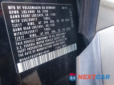 Zdjęcie 12 z 12 samochodu: 2015 VOLKSWAGEN TIGUAN S VIN:WVGAV7AXXFW614663 - miniatura