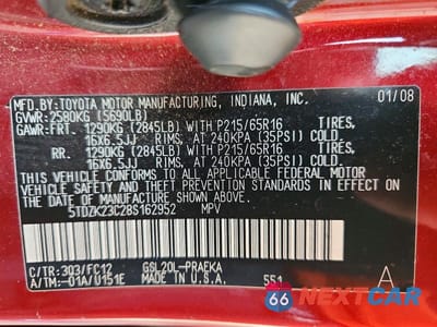 Zdjęcie 13 z 13 samochodu: 2008 TOYOTA SIENNA LE 8-PASSENGER VIN:5TDZK23C28S162952 - miniatura