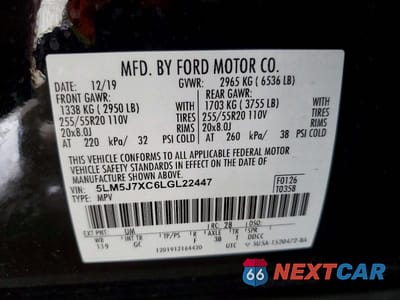 Zdjęcie 14 z 14 samochodu: 2020 LINCOLN AVIATOR RESERVE VIN:5LM5J7XC6LGL22447 - miniatura