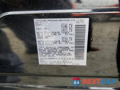 Zdjęcie 13 z 13 samochodu: 2015 INFINITI QX60 BASE VIN:5N1AL0MN9FC552584 - miniatura