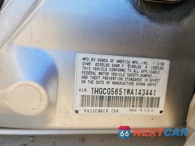 Zdjęcie 12 z 12 samochodu: 1998 HONDA ACCORD EX VIN:1HGCG5651WA143441 - miniatura
