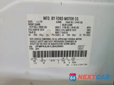 Zdjęcie 13 z 13 samochodu: 2020 FORD EDGE SEL VIN:2FMPK4J91LBA28983 - miniatura