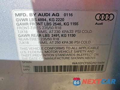 Zdjęcie 13 z 13 samochodu: 2016 AUDI Q3 PREMIUM PLUS VIN:WA1EFCFS5GR015494 - miniatura