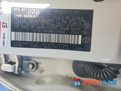 Zdjęcie 12 z 12 samochodu: 2021 TOYOTA CAMRY SE NIGHTSHADE VIN:4T1G11BK9MU026980 - miniatura